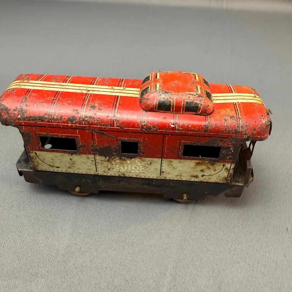 Vintage Marx 20102 Tin Litho Caboose Red NYC‎ Scale MCM Train Car Antique